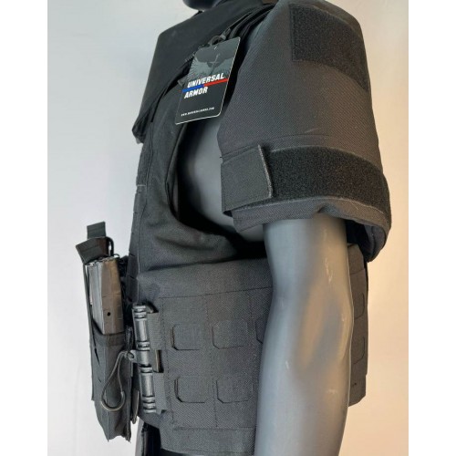 Бронежилет разгрузочный UNIVERSAL ARMOR в Клину (СВМПЭ + бронеплиты Бр5 класса) черный