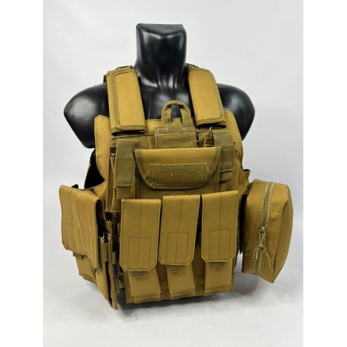 Тактический разгрузочный жилет «5 / пять карманов» с подсумками Tactical Molle Plate Carrier для съемных бронепластин в Клину